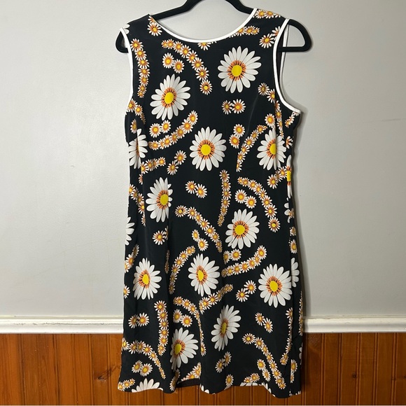 Datiani Womens Size 14 Black Retro Daisy Floral Sleeveless Shift Dress Open Back - Picture 2 of 9